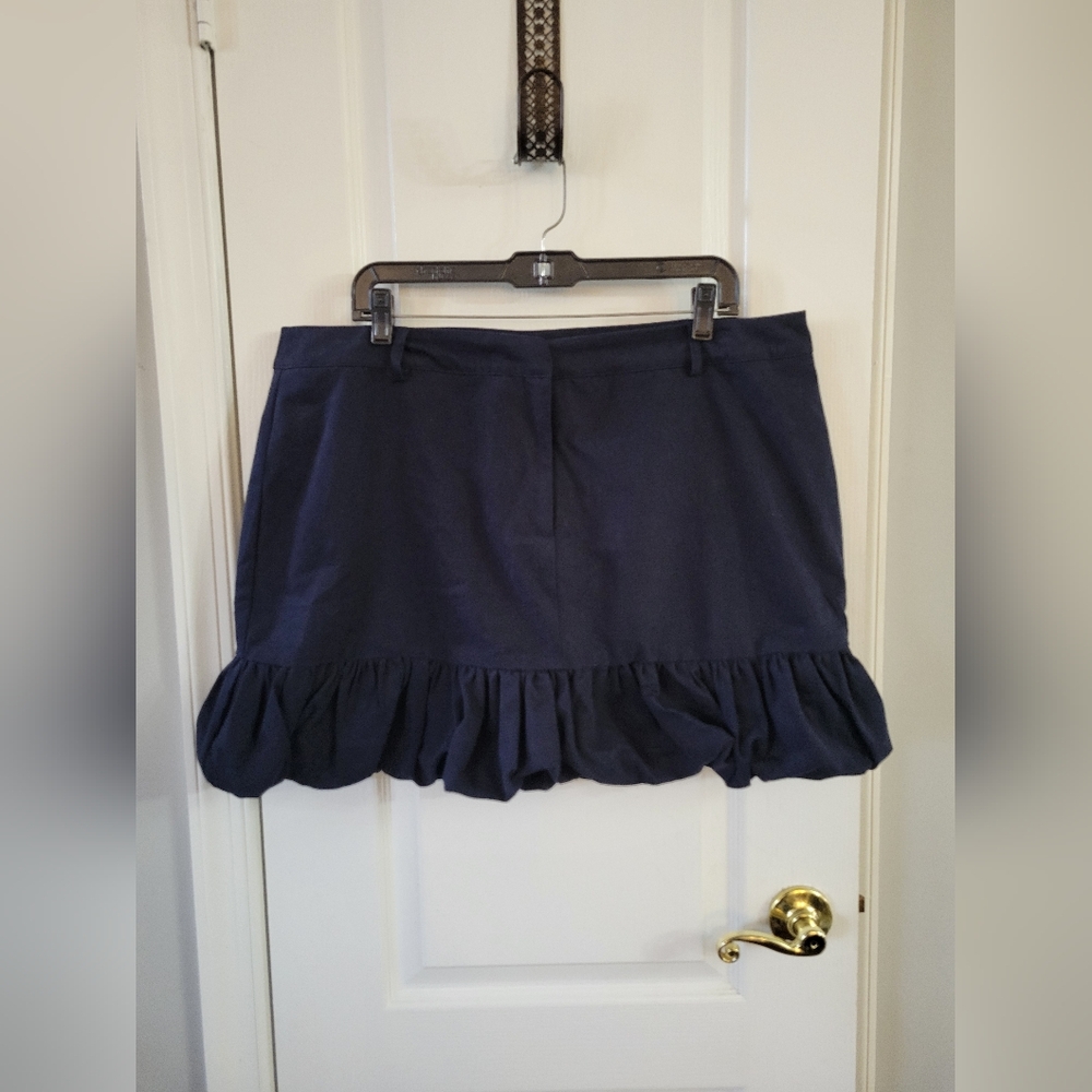 NWT AQUA Bubble Flounce Cotton Mini Skirt Indigo Blue Size XXL Bloomingdale’s